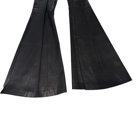 Rosetta Getty Pintuck Flare Leather Pants size US 2 Black Pull-On - Picture 6 of 15
